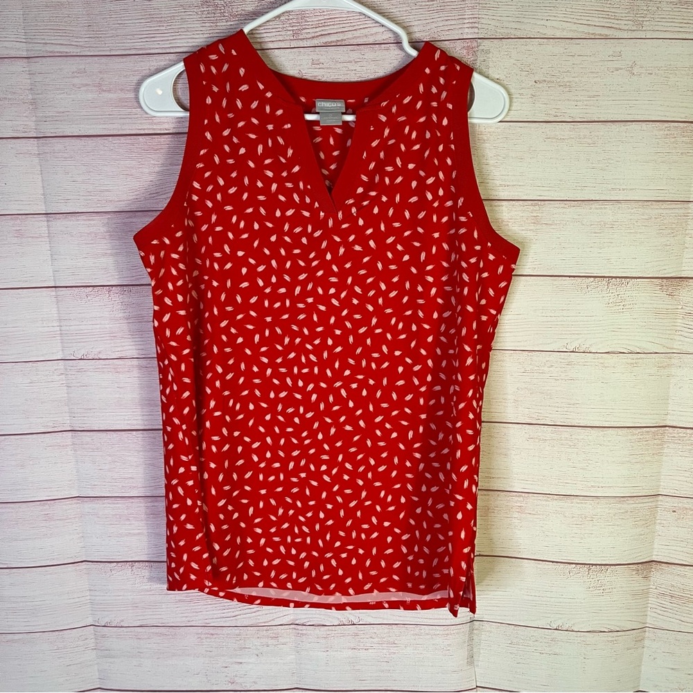 Chico's Zenergy Sleeveless Red V-Neck Tank Blouse Size 0 US 4/6